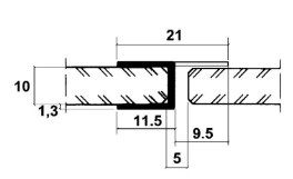 Stossfugendichtung Typ 1, für 10 mm Glas, PVC transparent L= 2350 mm